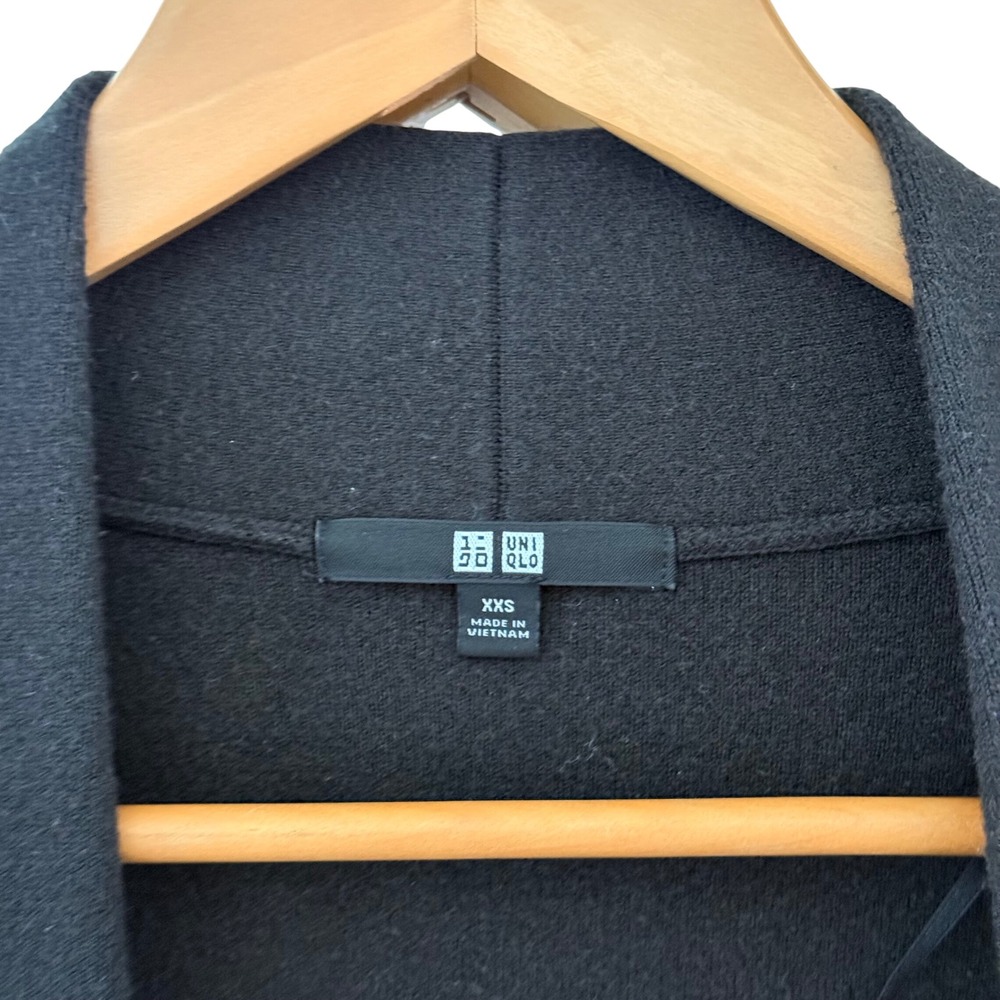 Uniqlo Black Longline Open Front Cardigan Duster Sweater Women's XXS Minimalist - Picture 5 of 14